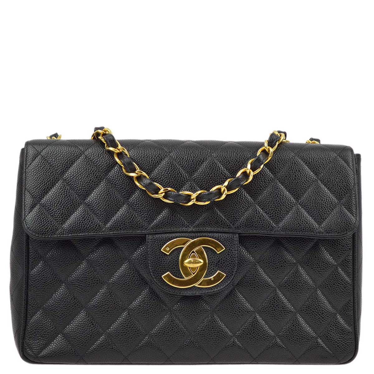 Chanel Black Caviar Jumbo Classic Flap Bag