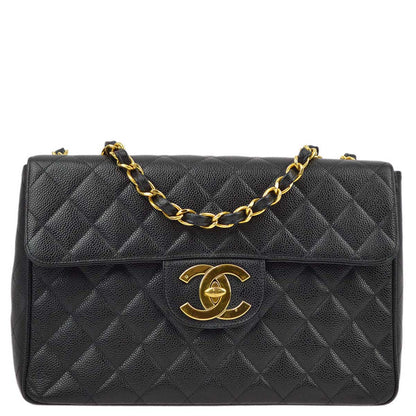Chanel Black Caviar Jumbo Classic Flap Bag