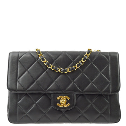 Chanel Black Lambskin Double Chain Shoulder Bag