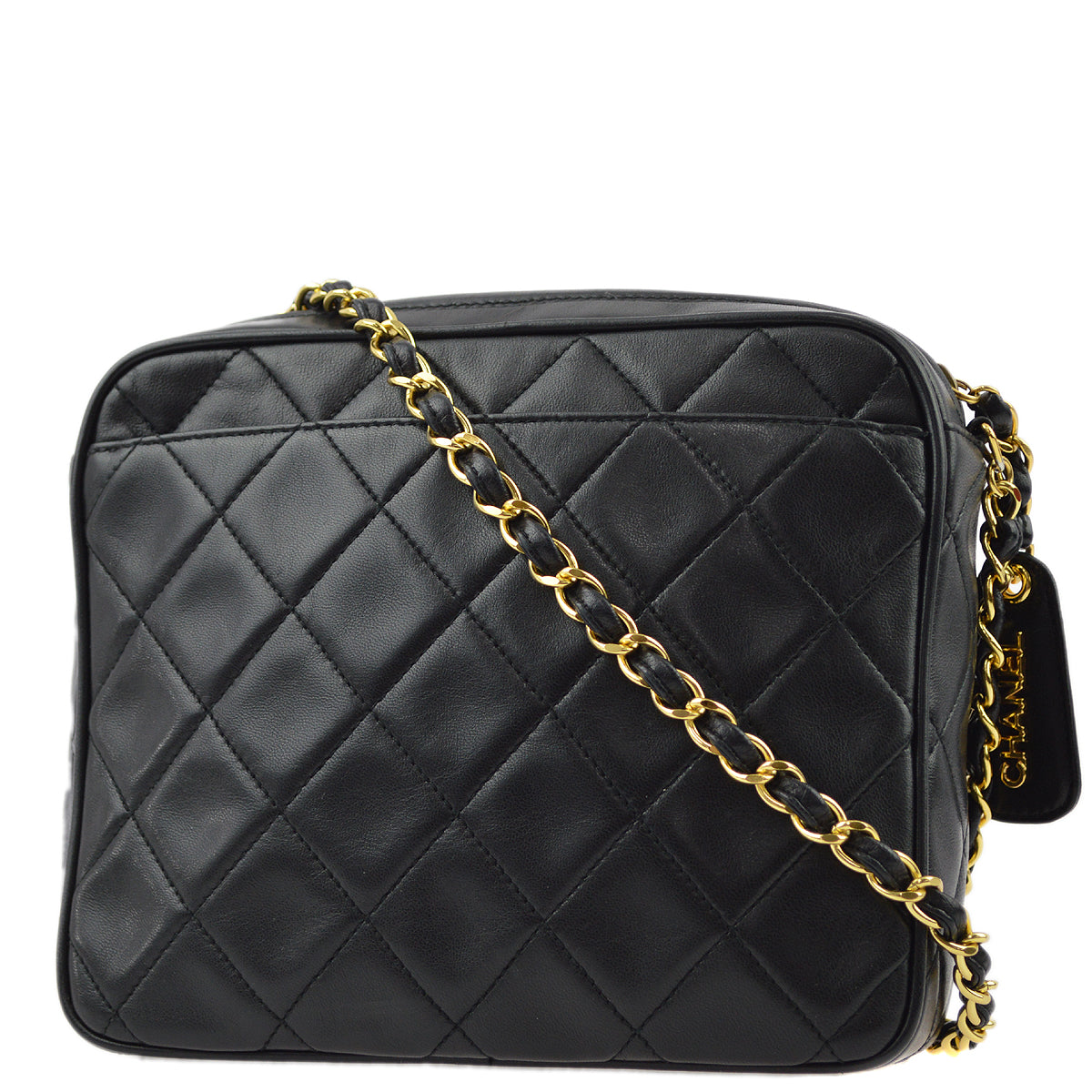 Chanel Lambskin Black Chain Shoulder Bag