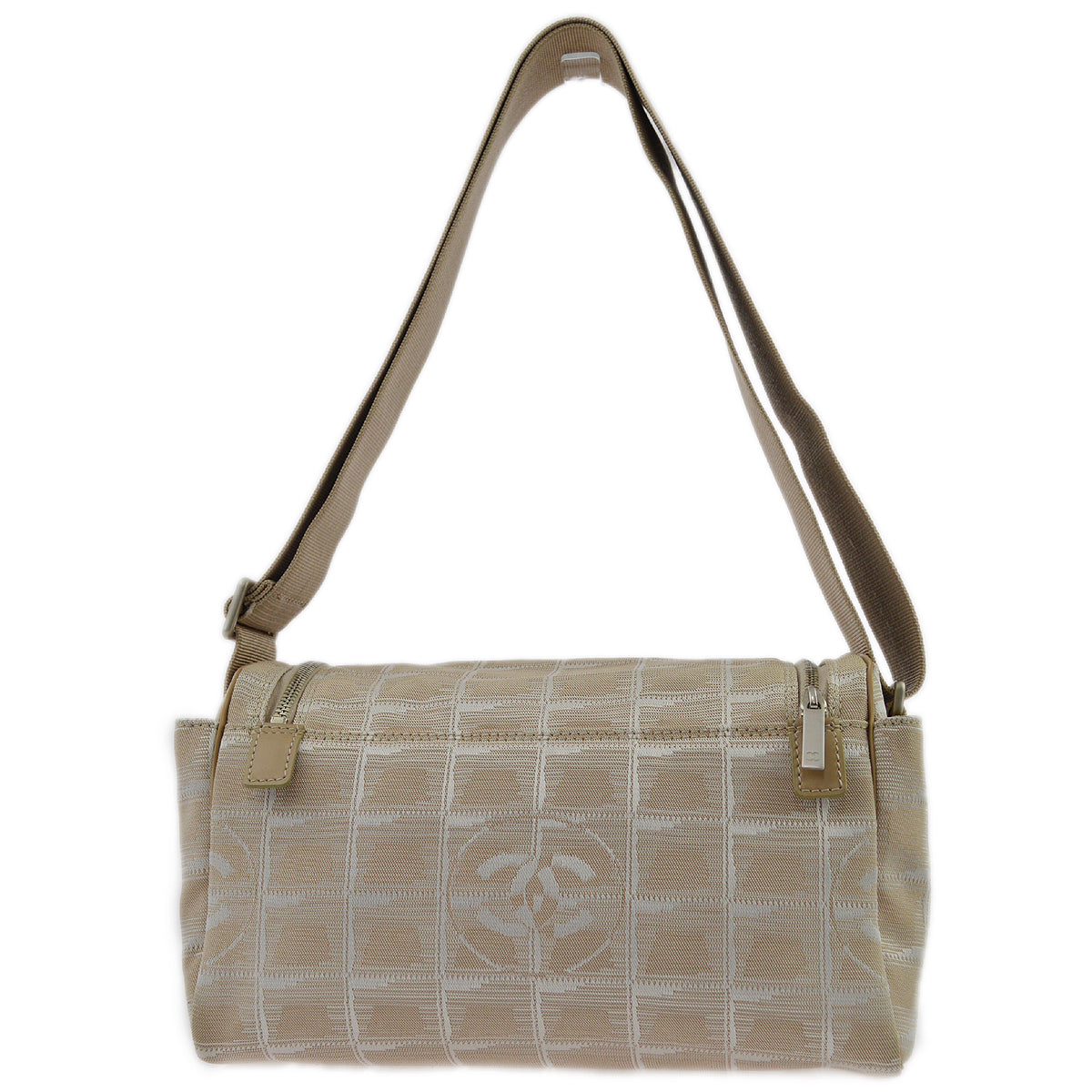 Chanel Beige Jacquard Nylon Travel Line Shoulder Bag
