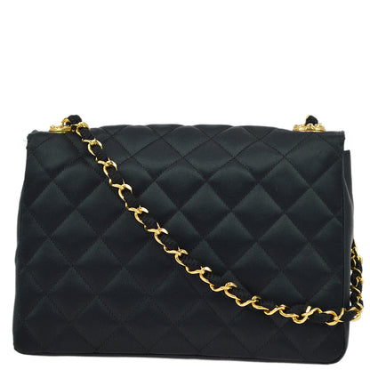 Chanel Black Satin Rhinestone Chain Shoulder Bag