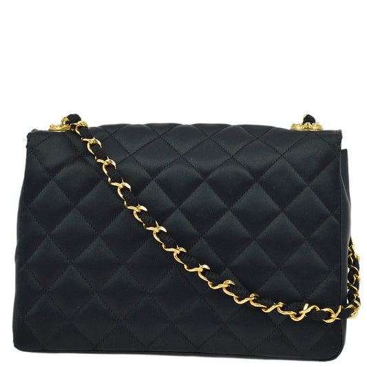 Chanel Black Satin Rhinestone Chain Shoulder Bag