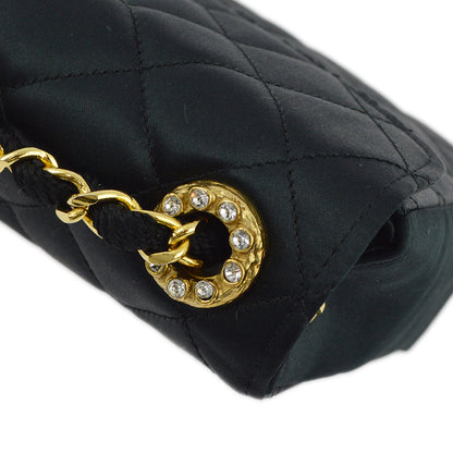 Chanel Black Satin Rhinestone Chain Shoulder Bag