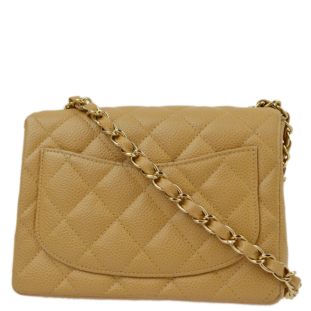Chanel Beige Caviar Mini Classic Square Flap Shoulder Bag 17