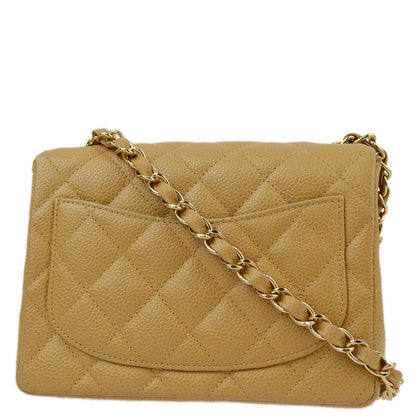 Chanel Beige Caviar Mini Classic Square Flap Shoulder Bag 17