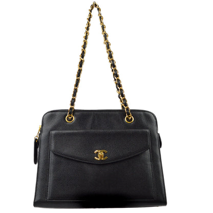 Chanel Caviar Black Chain Tote Style