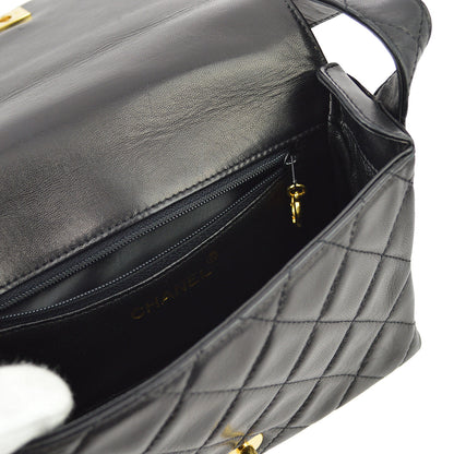 Chanel Black Lambskin Turnlock Shoulder Bag