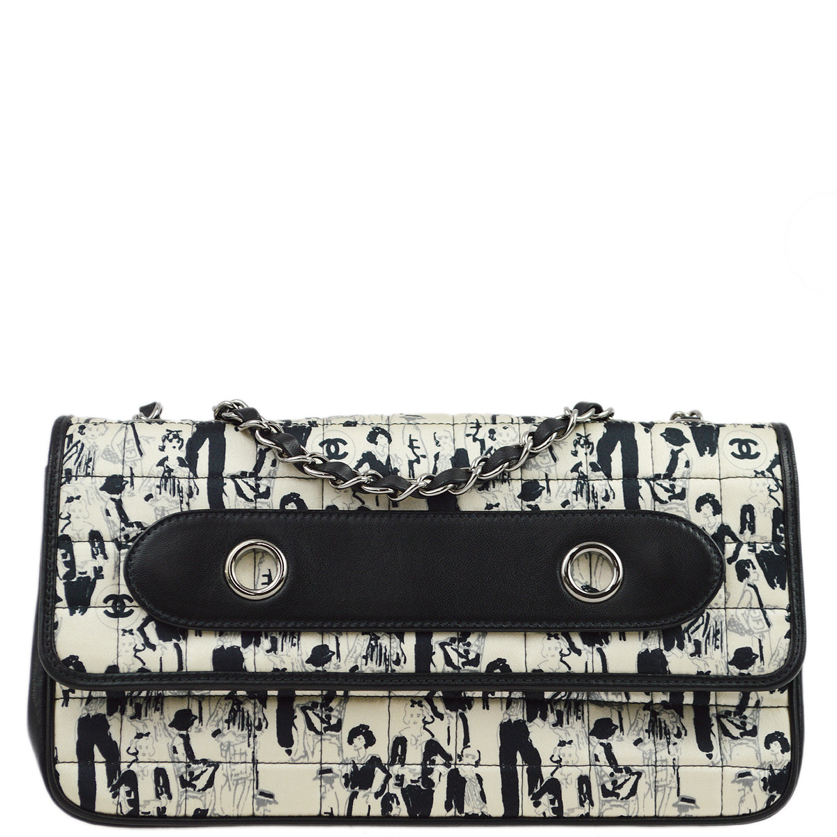 Chanel Lambskin Black White Shoulder Bag Style