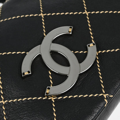 Chanel Black Lambskin Wild Stitch Shoulder Bag