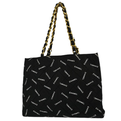 Chanel Black Canvas Shoulder Tote Bag