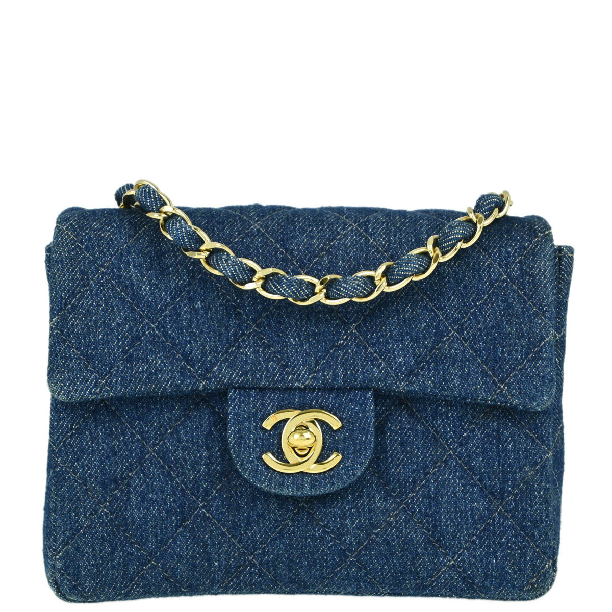 Chanel Blue Mini Classic Square Flap Shoulder Bag 17