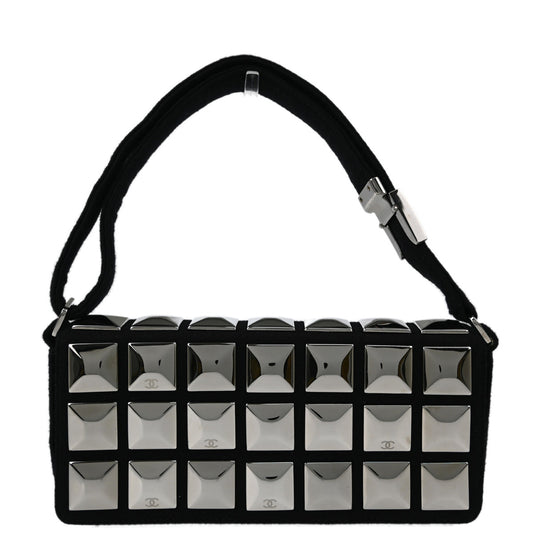 Chanel Black Cotton Ice Cube Shoulder Bag