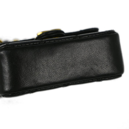 Chanel Black Lambskin Classic Flap Micro Chain Pochette Bag Pouch