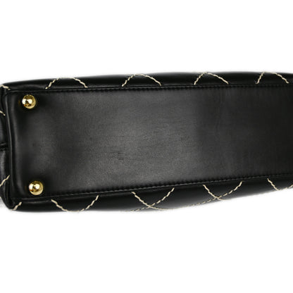 Chanel Black Calfskin Wild Stitch Tote Handbag