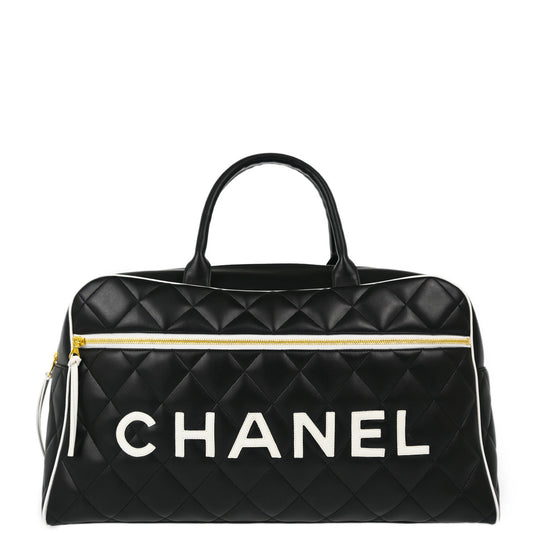 Chanel Black Calfskin Bowling Bag 50