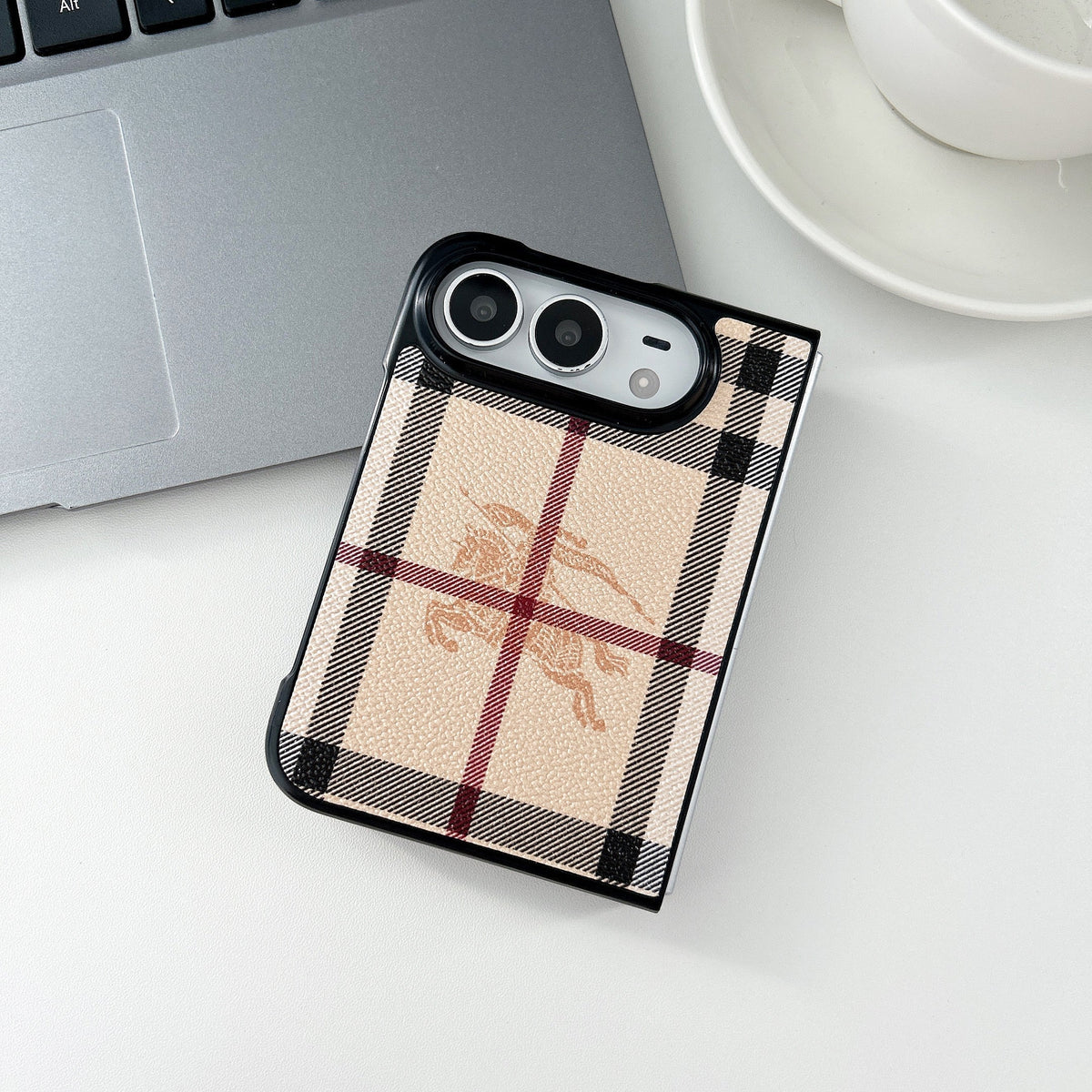 Luxury  Classic Leather Monogram Case for iPhone Duo