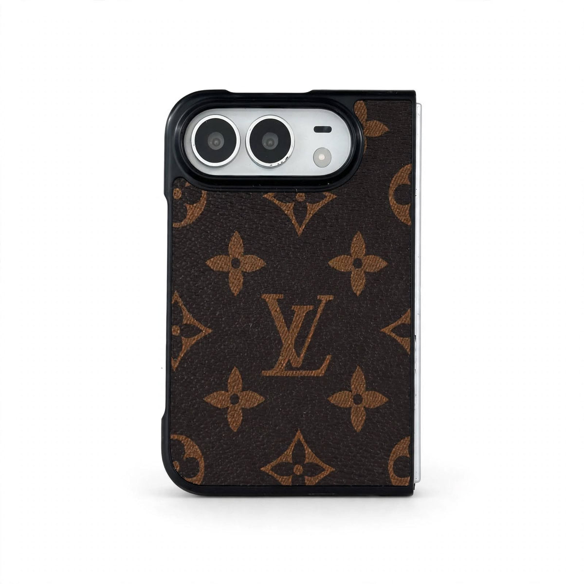 Luxury  Classic Leather Monogram Case for iPhone Duo
