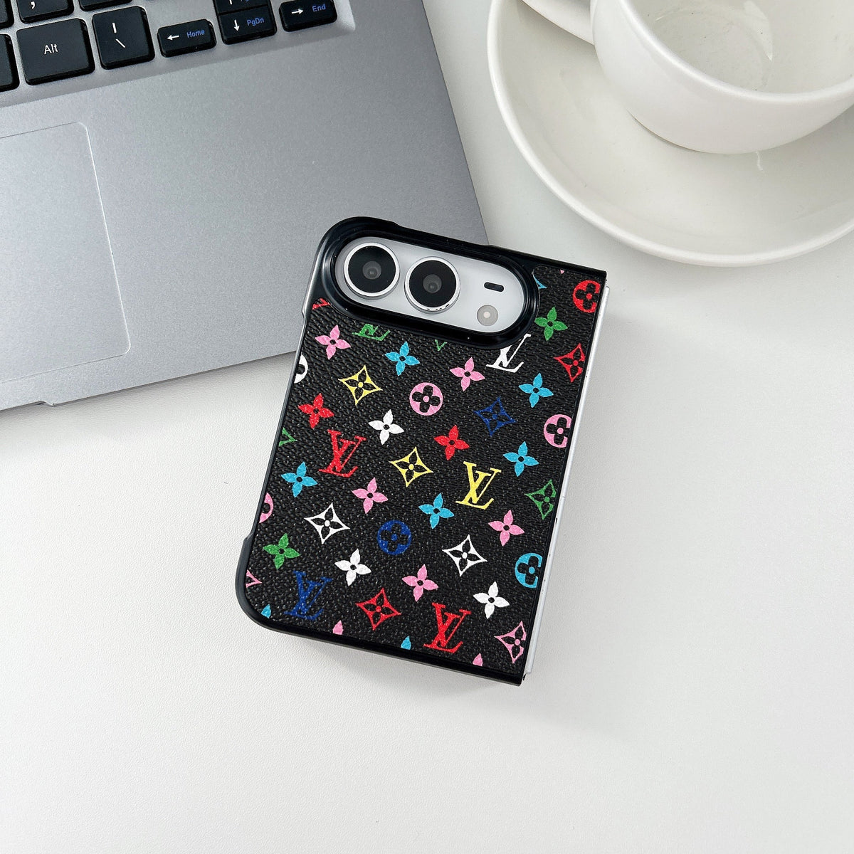 Luxury  Classic Leather Monogram Case for iPhone Duo