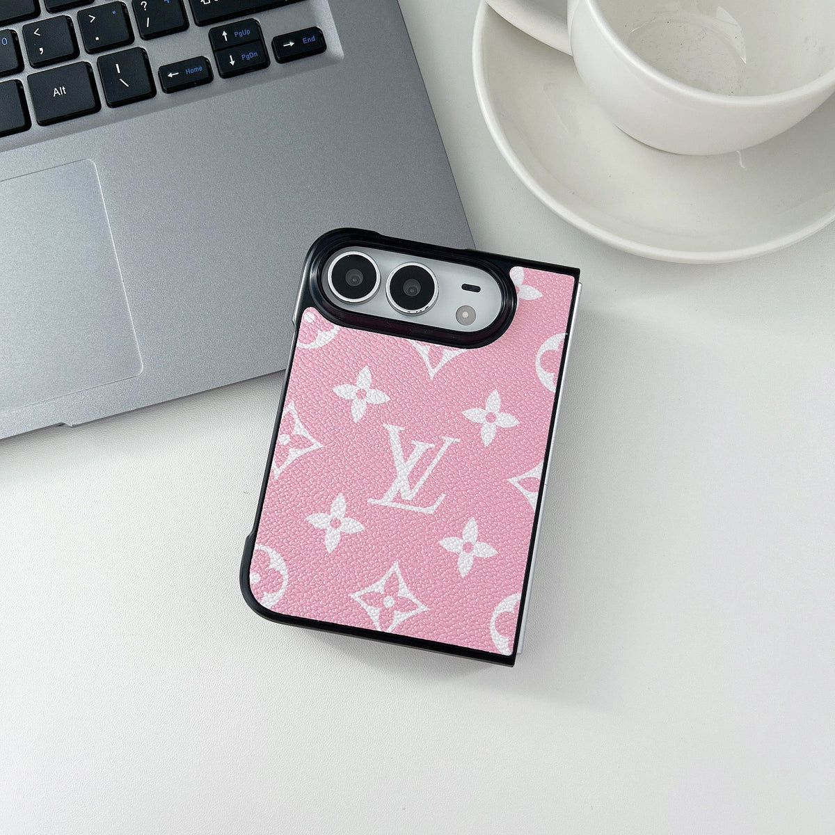 Luxury  Classic Leather Monogram Case for iPhone Duo
