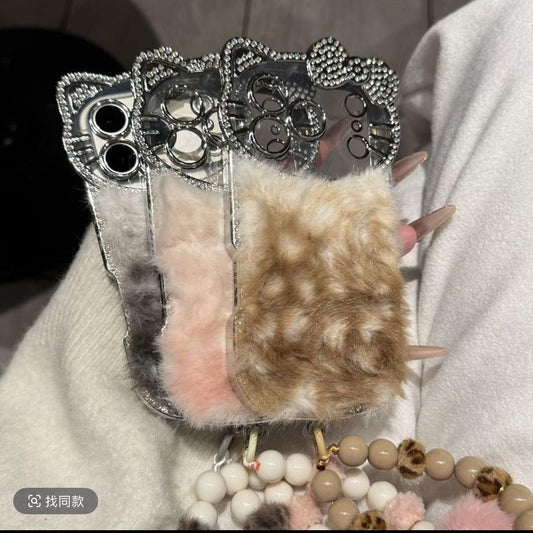 High - end Custom Light Luxury Diamond - inlaid Plush Phone Case