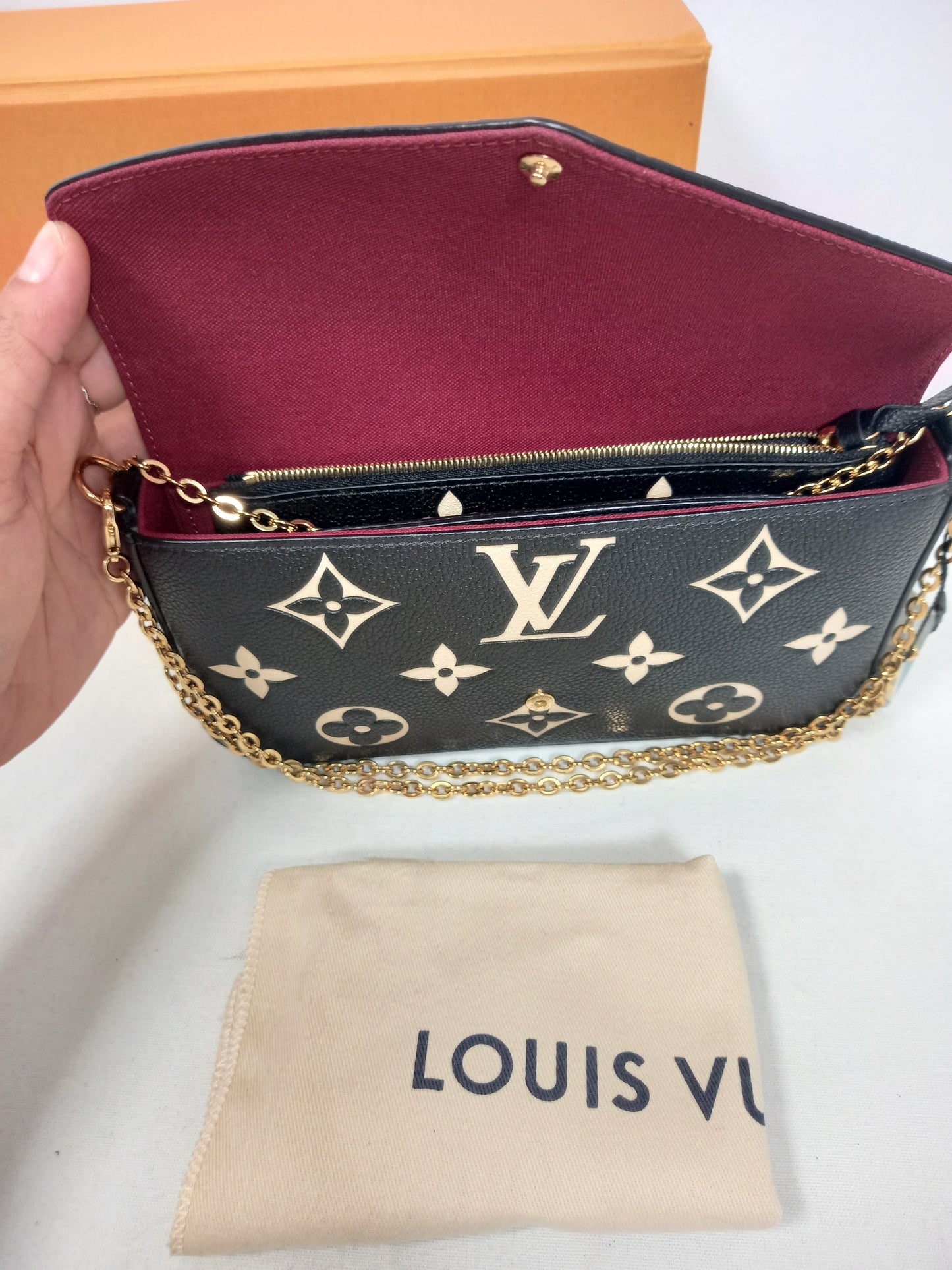 M0804P42 Louis Vuitton Bicolor Monogram Empreinte Pochette Felicie (JP)