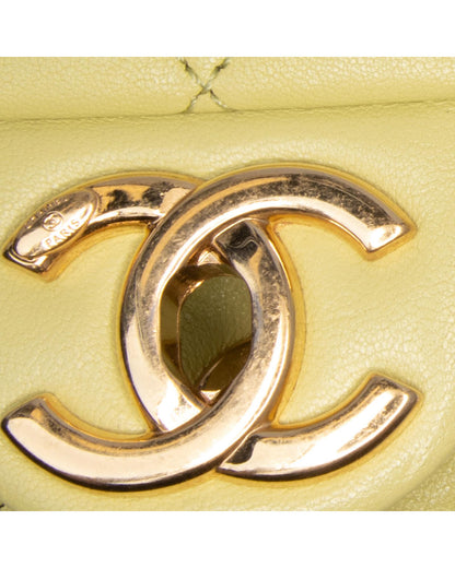Mini Quilted Oval Logo Chain Top Handle Flap Crossbody Bag