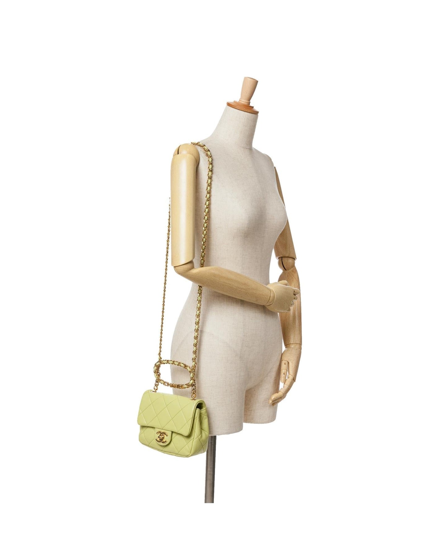 Mini Quilted Oval Logo Chain Top Handle Flap Crossbody Bag