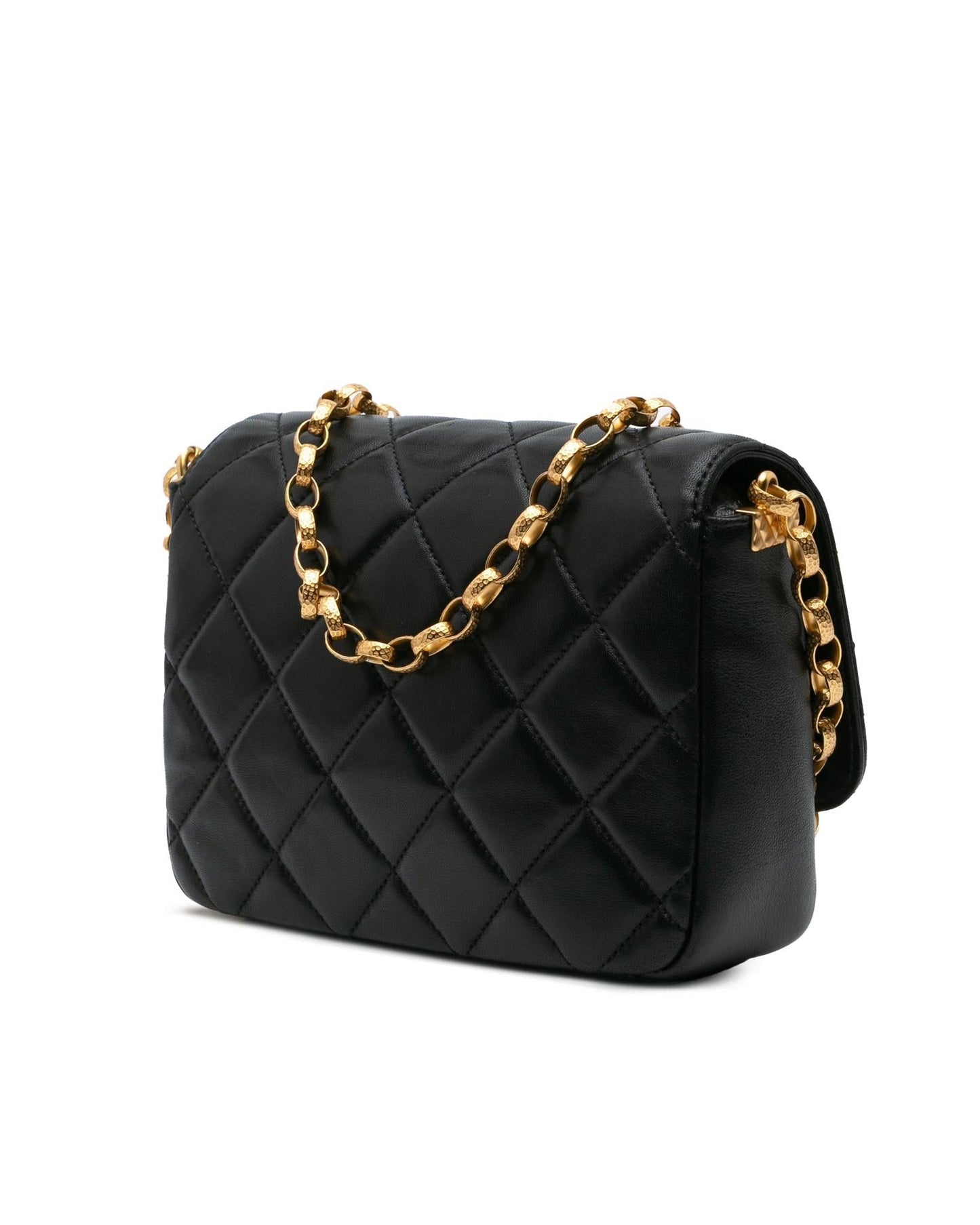 Quilted Lambskin Crossbody Bag with Gold-Tone Chain and CC Coin Detail