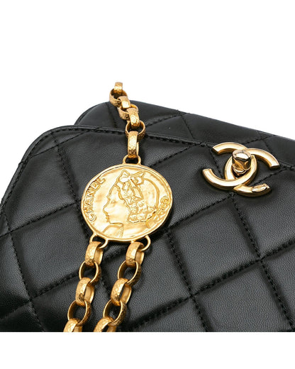 Quilted Lambskin Crossbody Bag with Gold-Tone Chain and CC Coin Detail