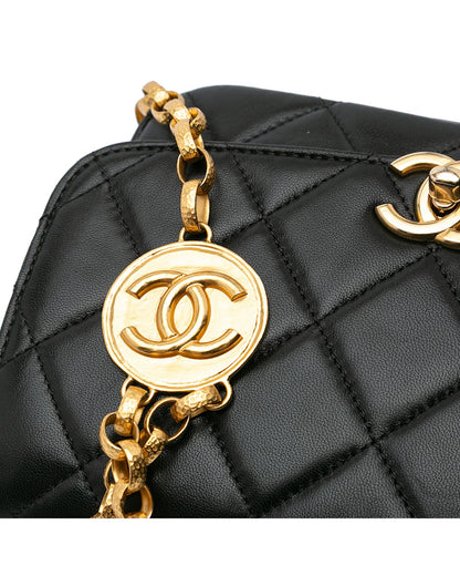 Quilted Lambskin Crossbody Bag with Gold-Tone Chain and CC Coin Detail