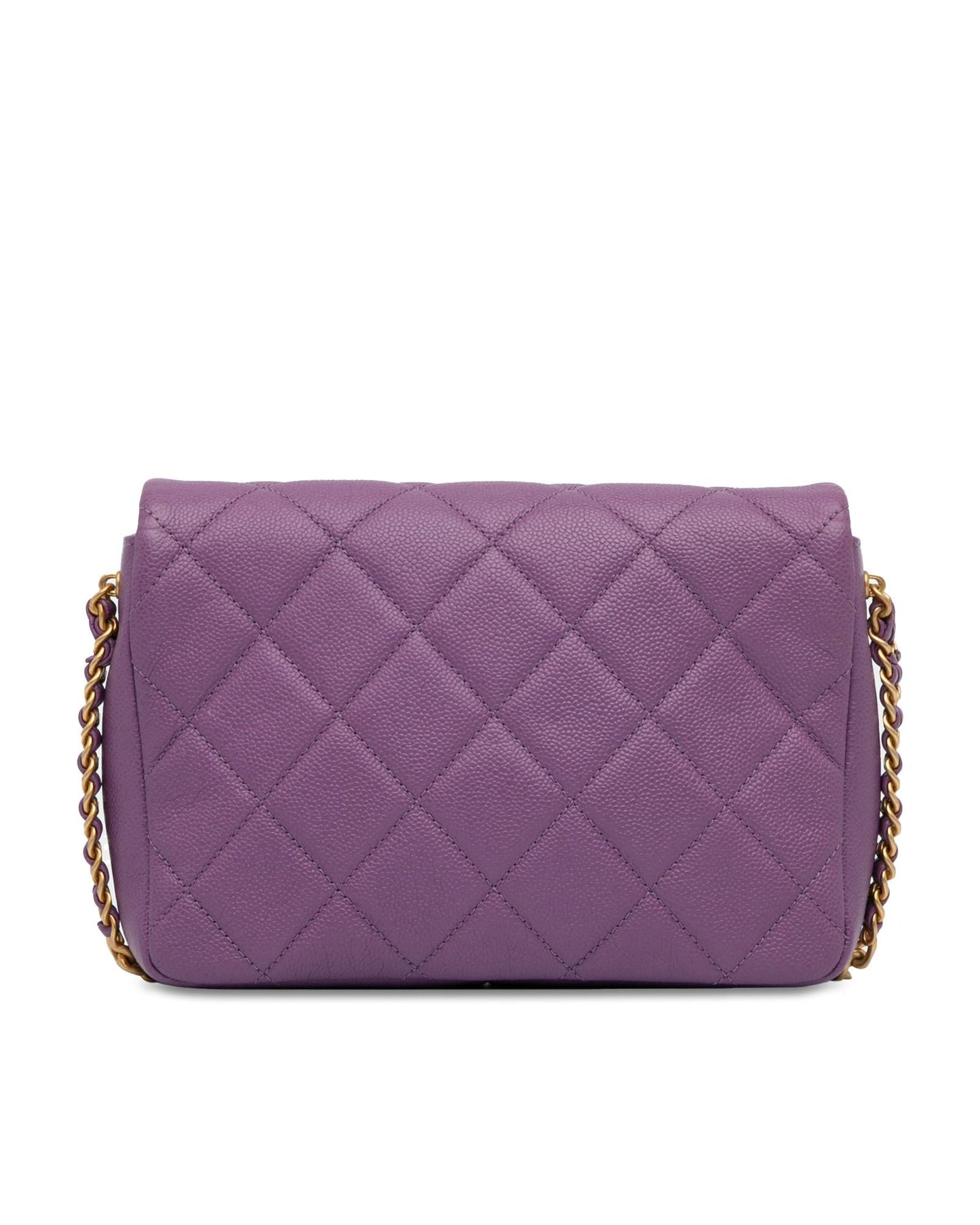 Quilted Leather Crossbody Bag with Chain Strap and Twist Lock Flap