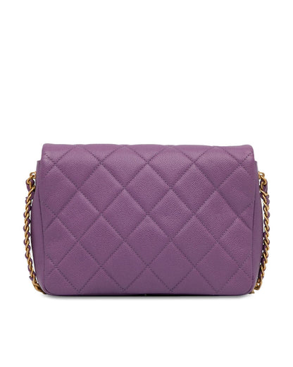 Quilted Leather Crossbody Bag with Chain Strap and Twist Lock Flap