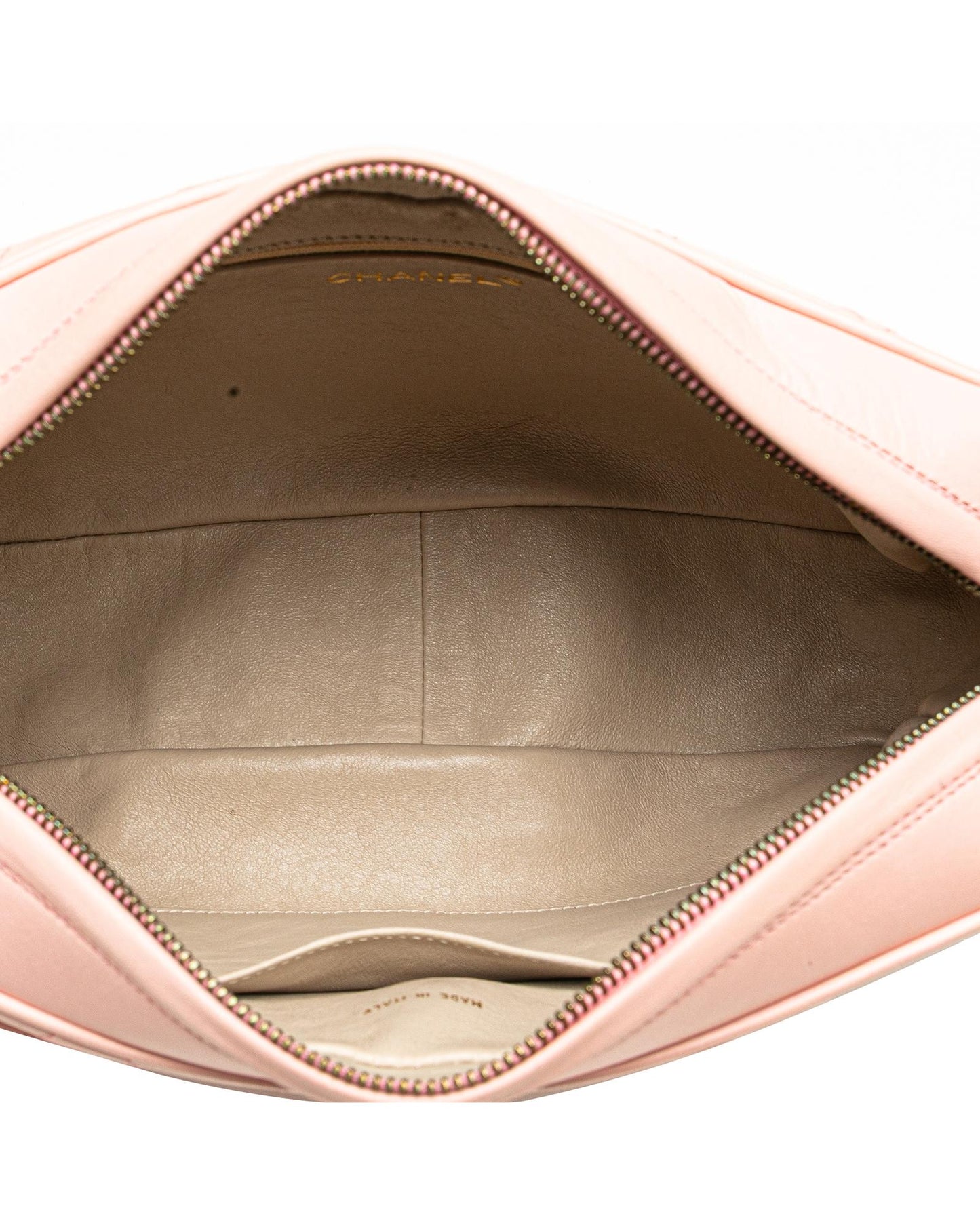Quilted Lambskin Leather Camera Crossbody Bag with Chain Strap