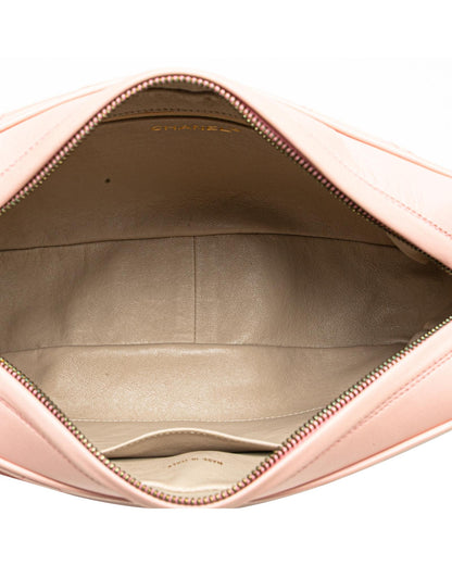 Quilted Lambskin Leather Camera Crossbody Bag with Chain Strap