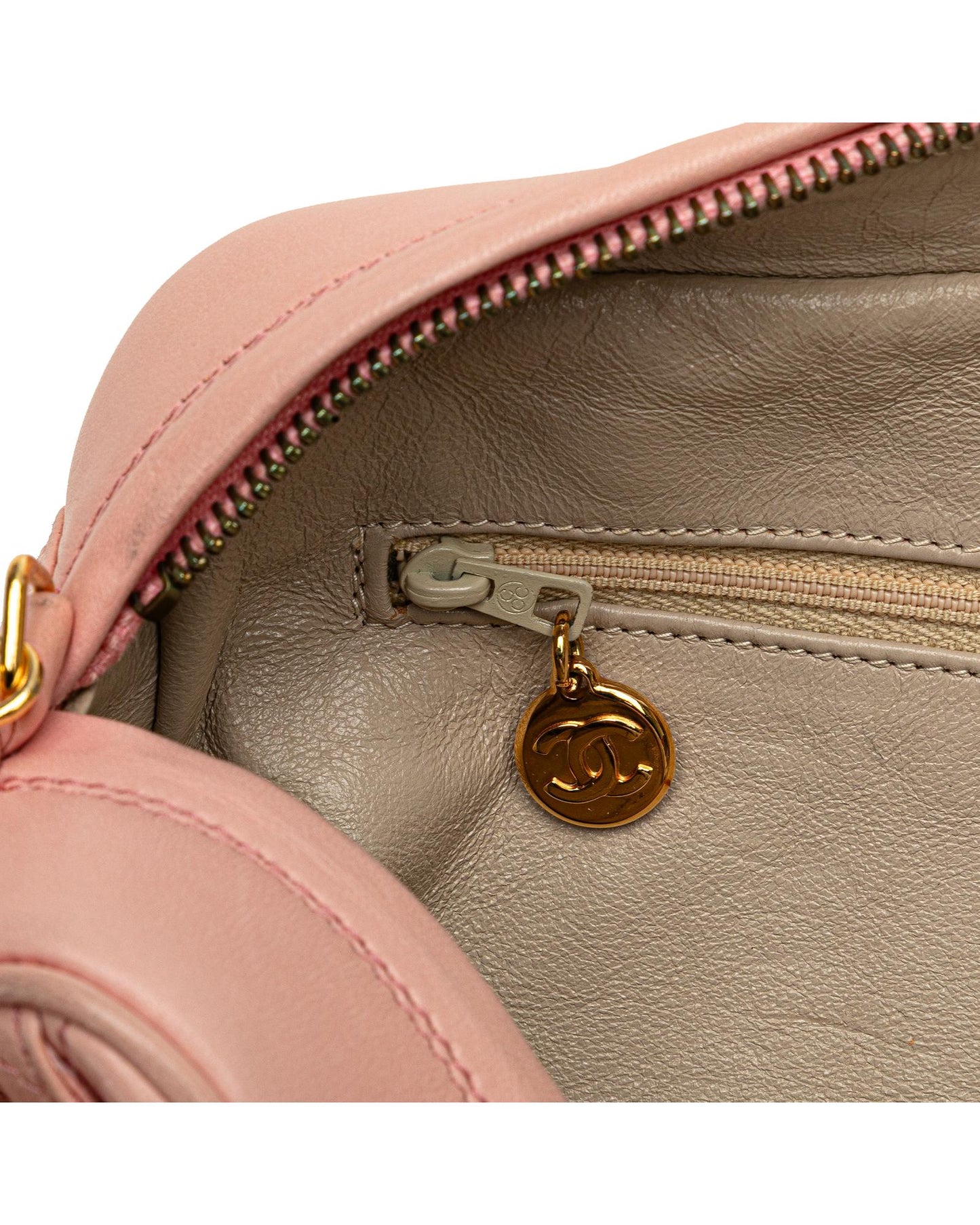 Quilted Lambskin Leather Camera Crossbody Bag with Chain Strap