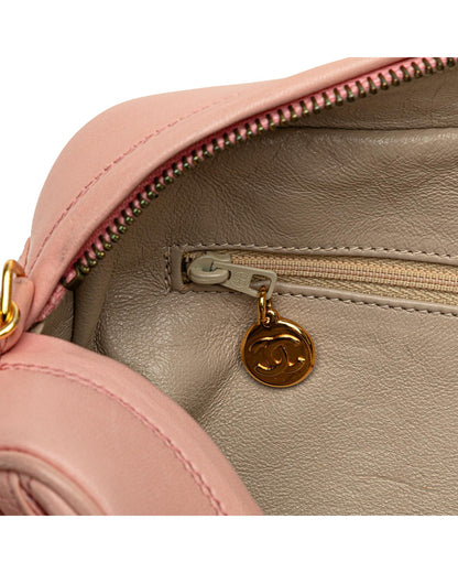 Quilted Lambskin Leather Camera Crossbody Bag with Chain Strap