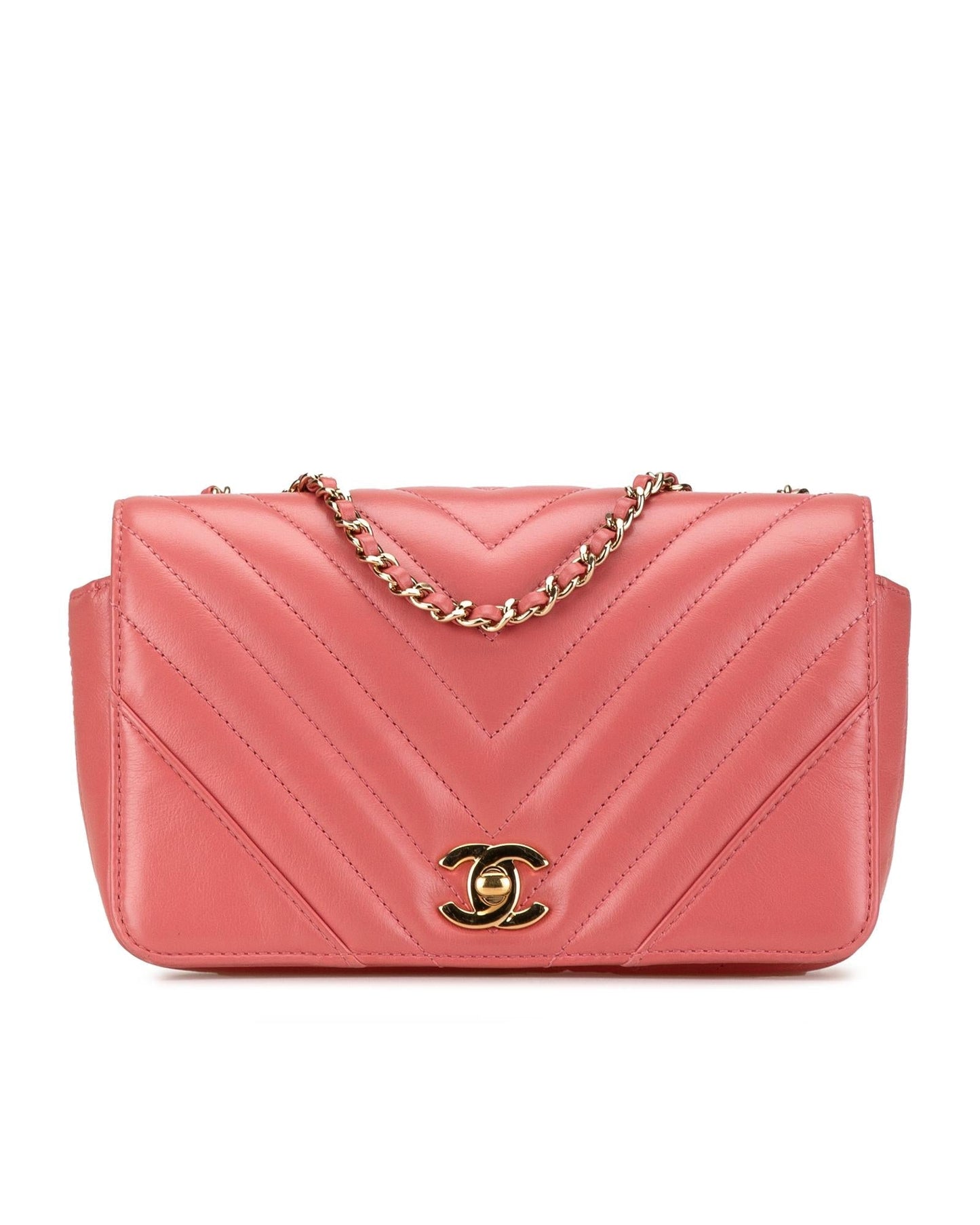 Quilted Leather Crossbody Bag with Chain Strap and CC Turn-Lock Closure
