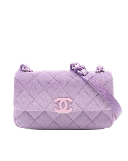 Quilted Leather Crossbody Bag with Chain Strap and Clasp Closure