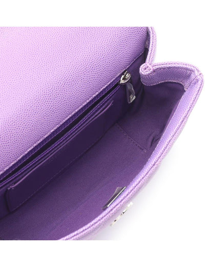 Quilted Leather Crossbody Bag with Chain Strap and Clasp Closure