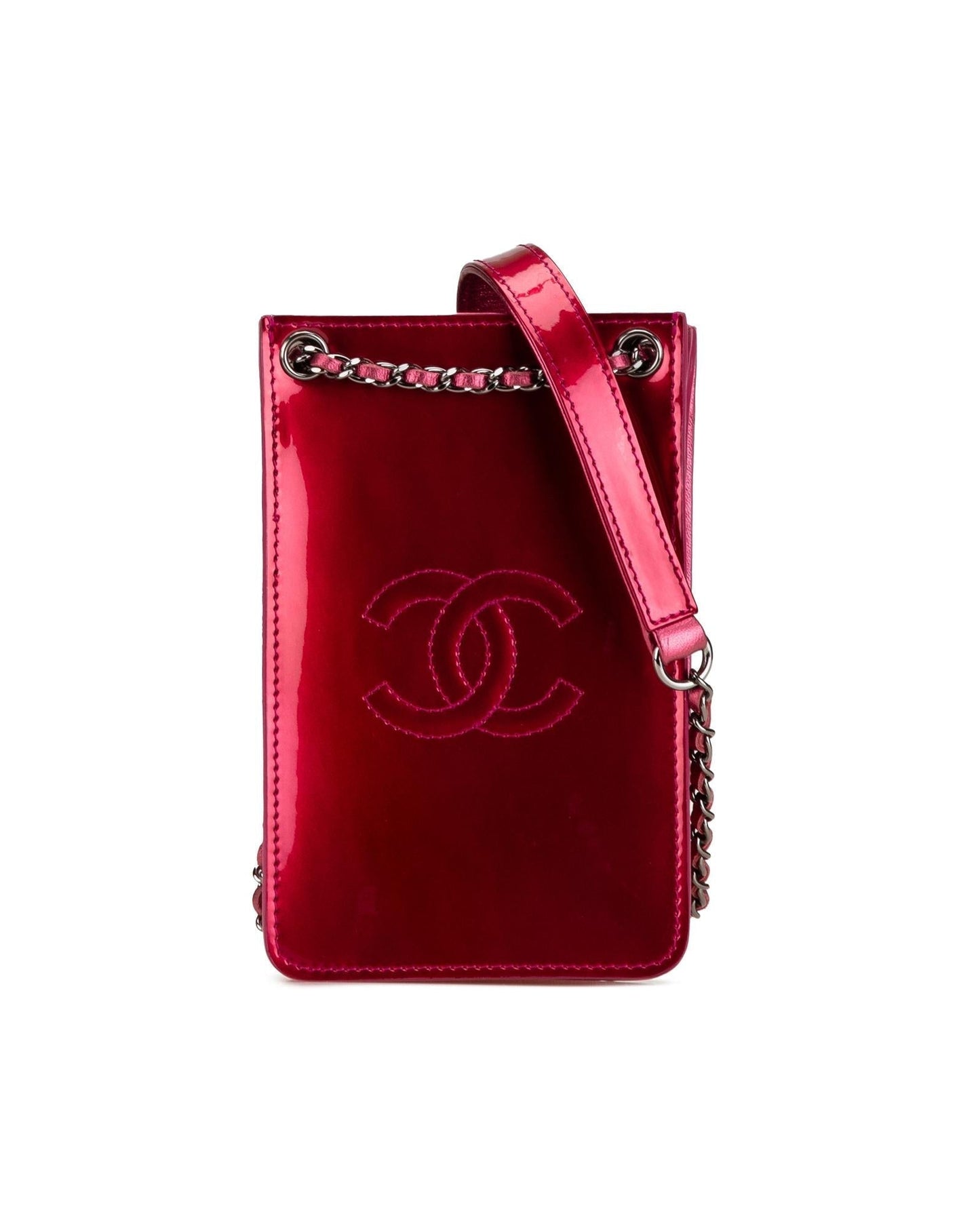 Patent Leather Crossbody Phone Holder with Chain Strap
