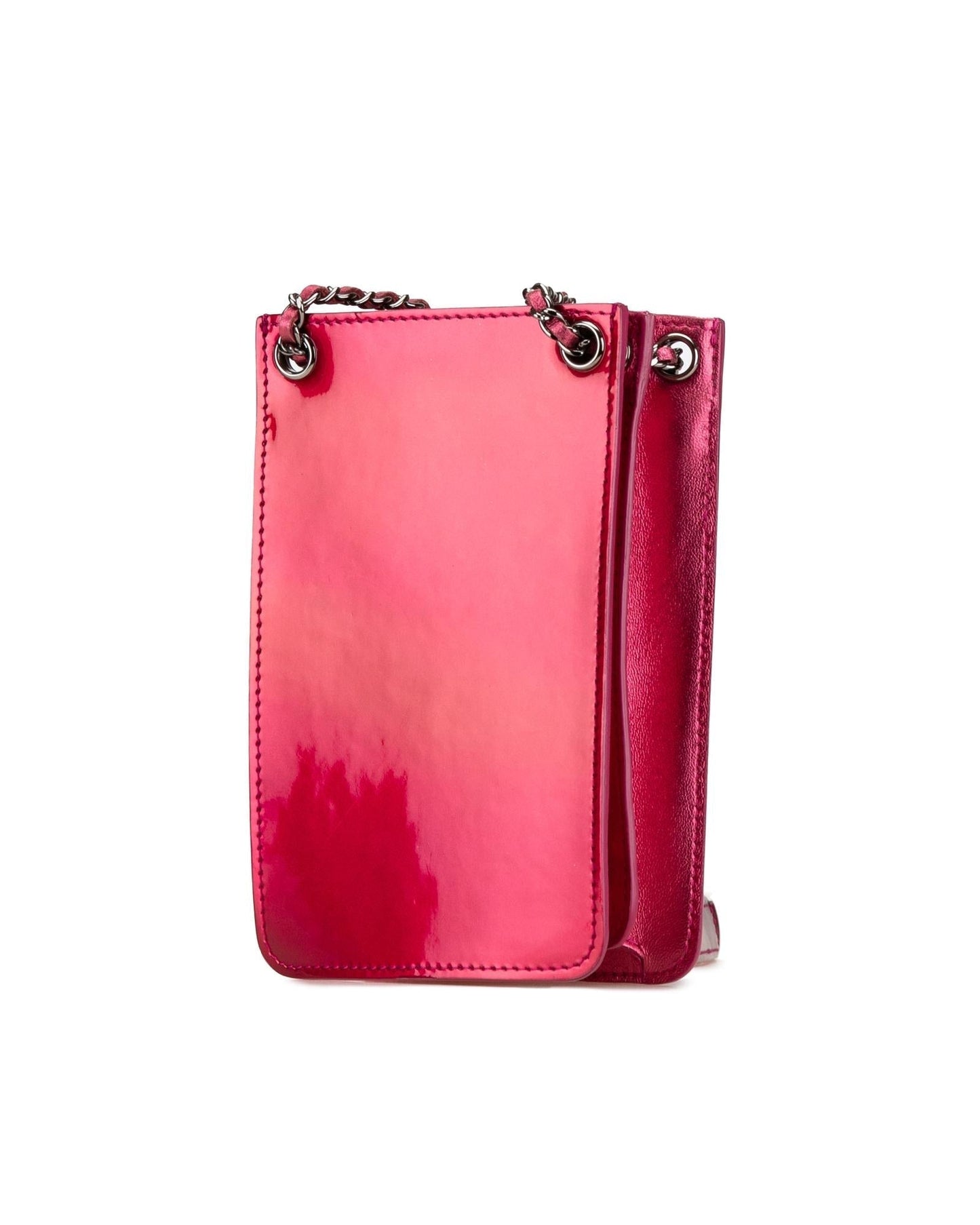Patent Leather Crossbody Phone Holder with Chain Strap