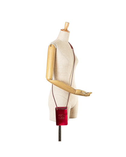Patent Leather Crossbody Phone Holder with Chain Strap