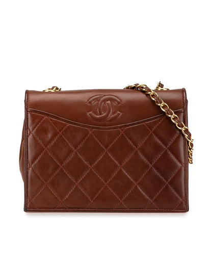 Quilted Lambskin Full Flap Crossbody Bag with Chain Strap