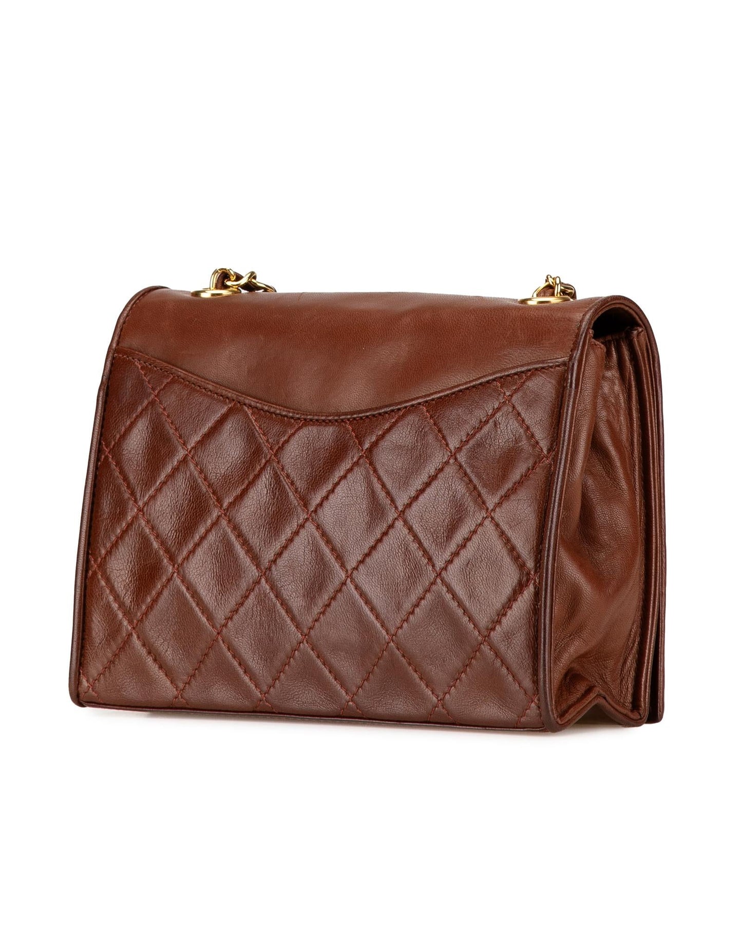 Quilted Lambskin Full Flap Crossbody Bag with Chain Strap