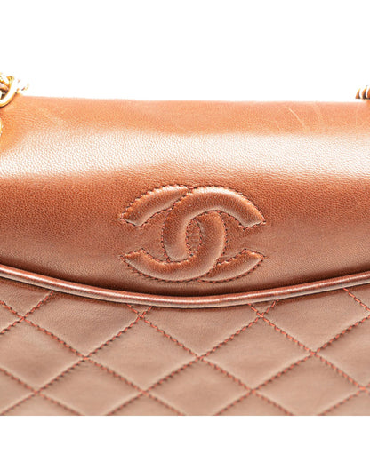 Quilted Lambskin Full Flap Crossbody Bag with Chain Strap
