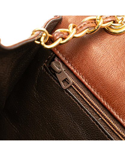 Quilted Lambskin Full Flap Crossbody Bag with Chain Strap