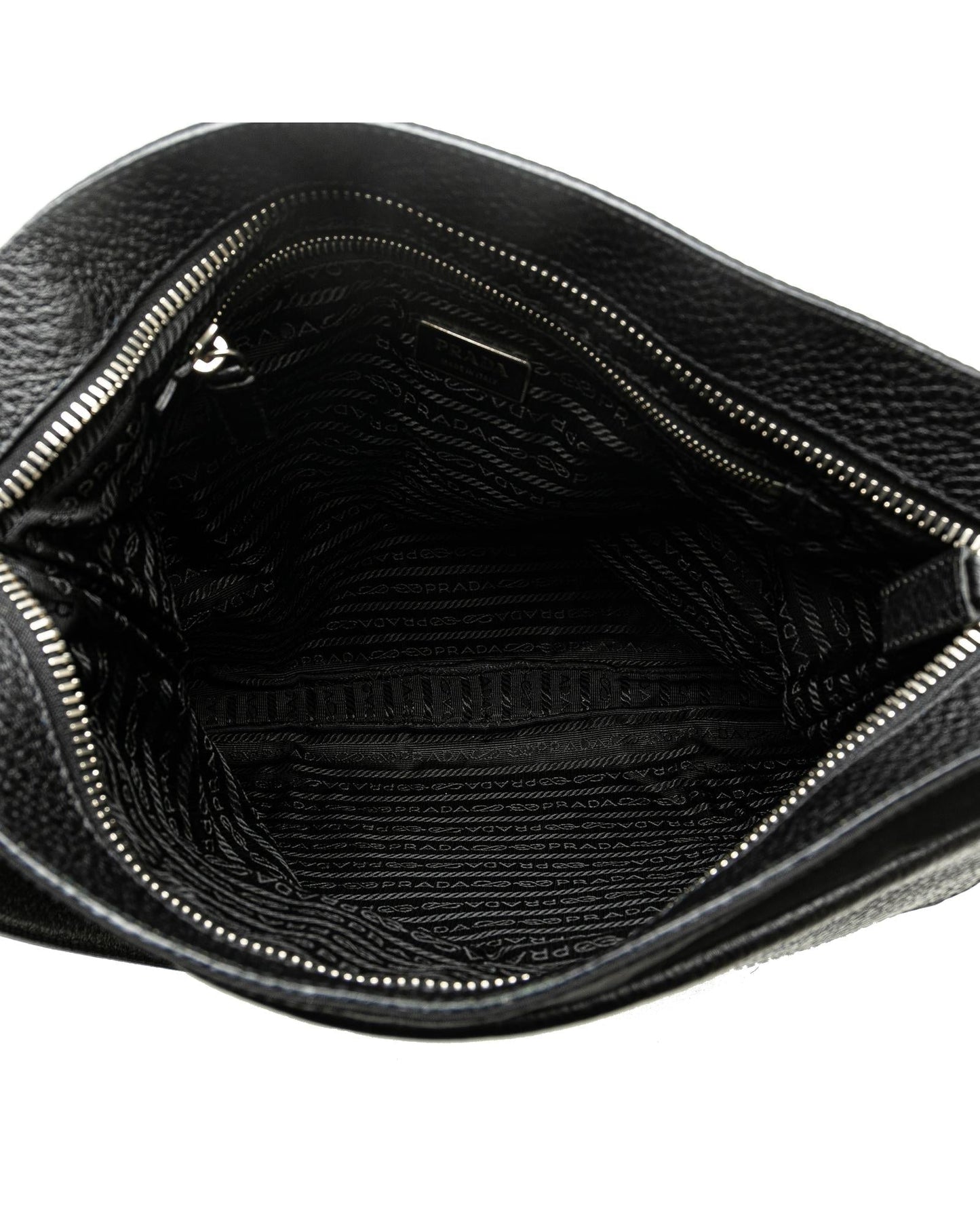 Nylon Crossbody Bag with Leather Trim and Top Zip Closure