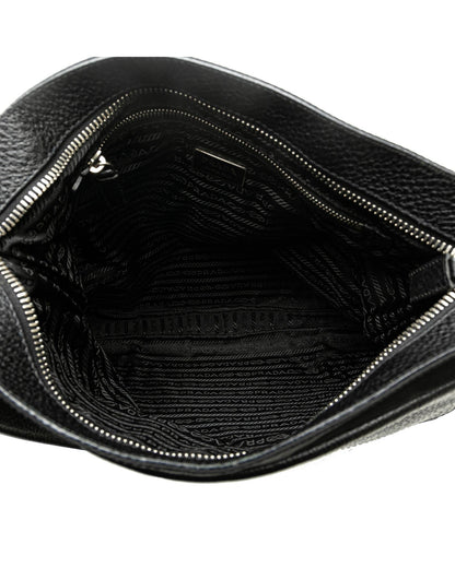 Nylon Crossbody Bag with Leather Trim and Top Zip Closure