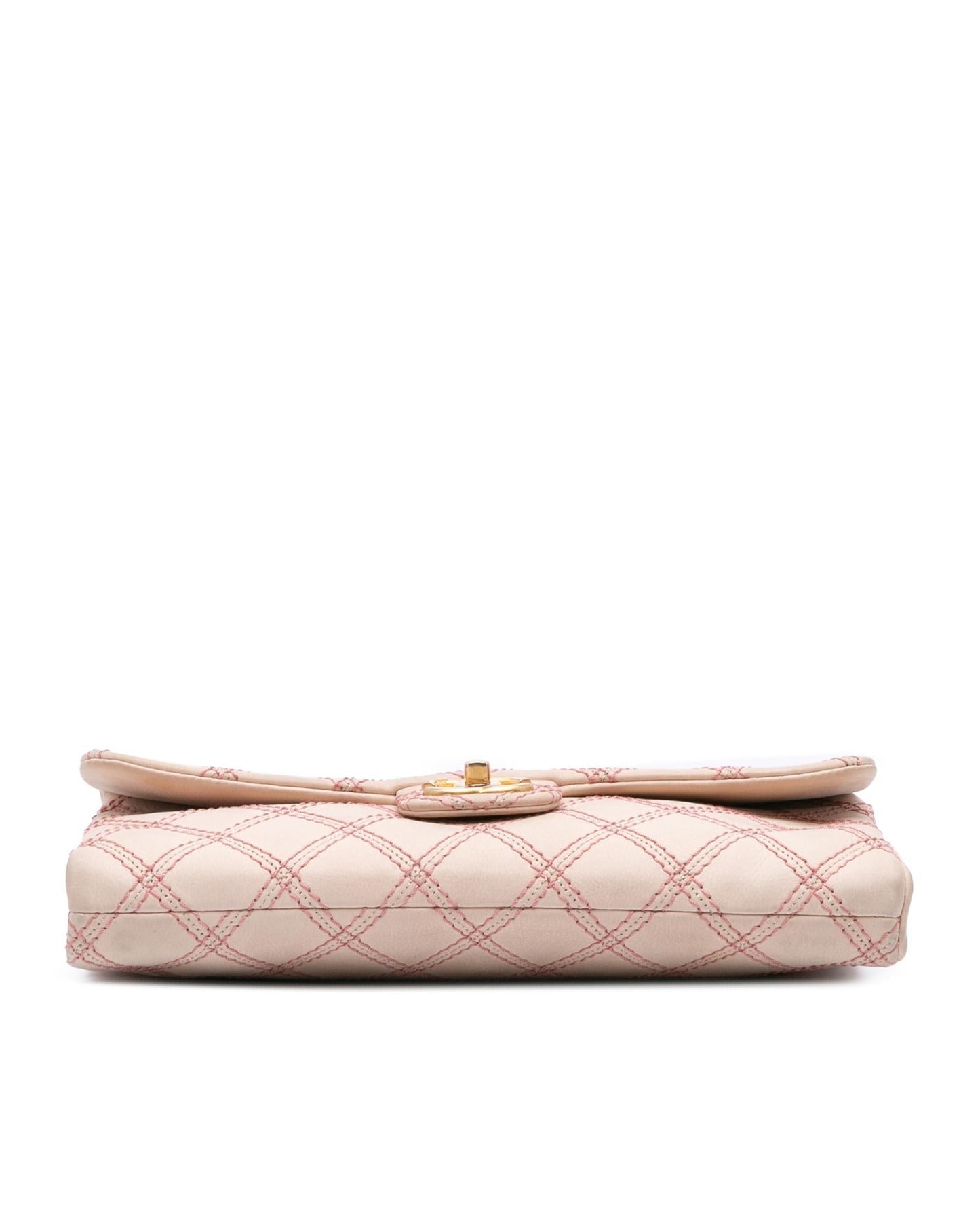 Jumbo Quilted Triple Stitched Flap Crossbody Bag with Gold-Tone Chain Strap